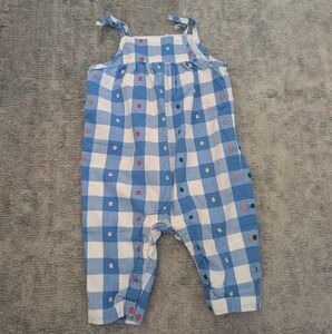 Hanna Andersson Blue Gingham Polka Dot Onesie